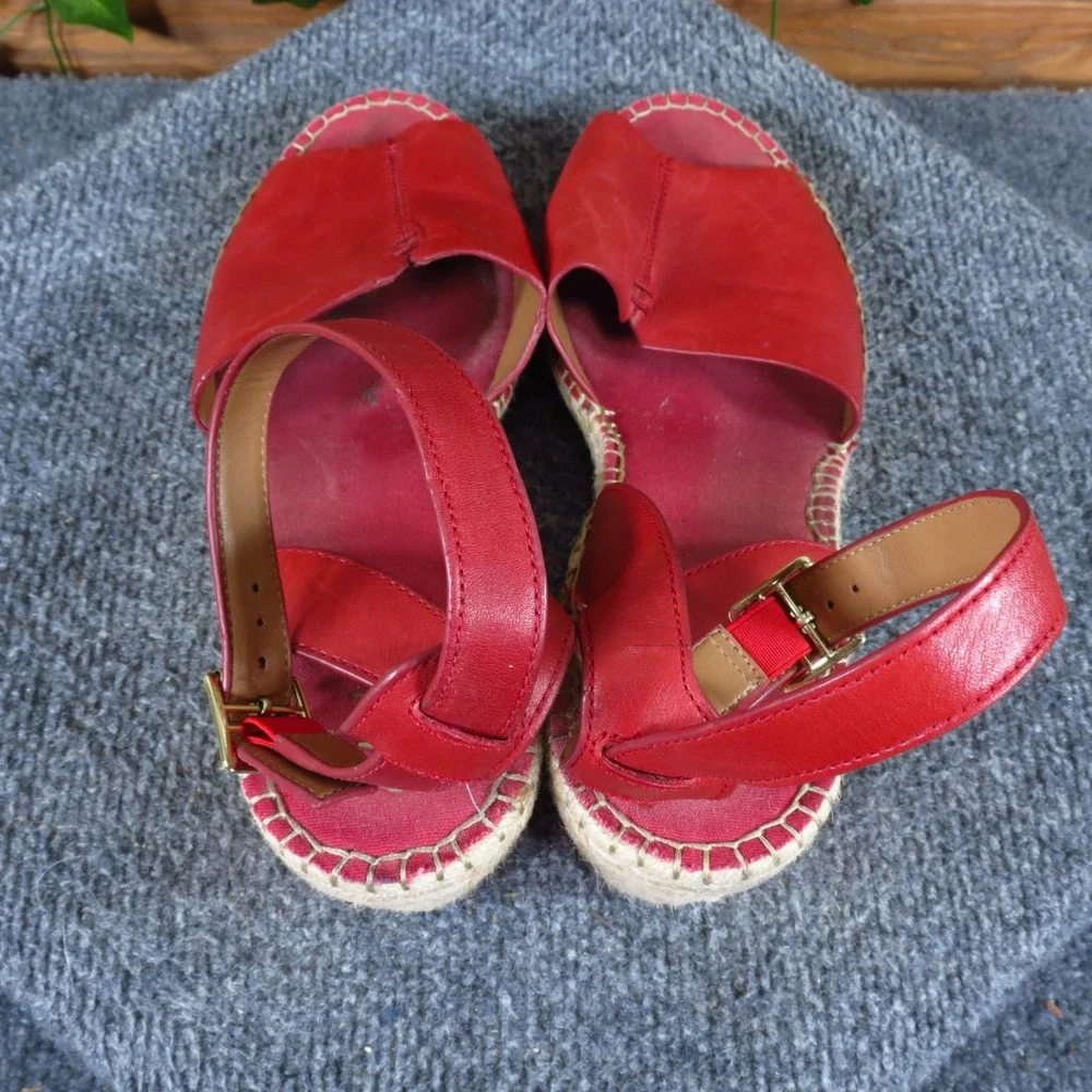 Clarks Petrina Selma Women Espadrille Wedge Sandal Size 11 Summer Red Leather